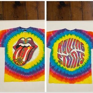 Vintage 2002 Rolling Stones Liquid Blue Tie Dye T-Shirt mens size MEDIUM